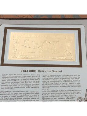 Gold Bank Notes Of Antigua And Barbuda 23 K Gold 30 Dollars Stilt Bird Seabird